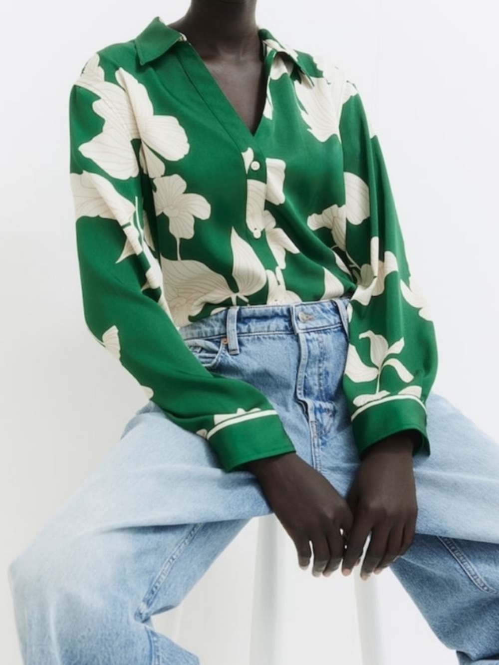 H&M Silk Blouse (L) & Pant (XL) Set — Sold as set